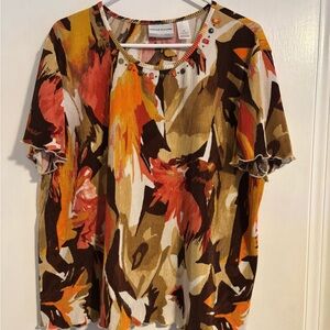 Alfred Dunner Women's Multicolor Abstract Top